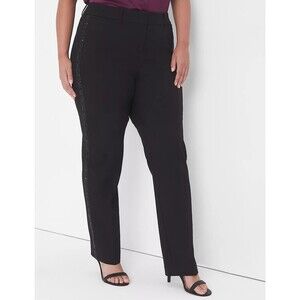 NWT Lane Bryant Plus Size 24 Perfect Drape Straight Pants Short Mid Rise Sequin